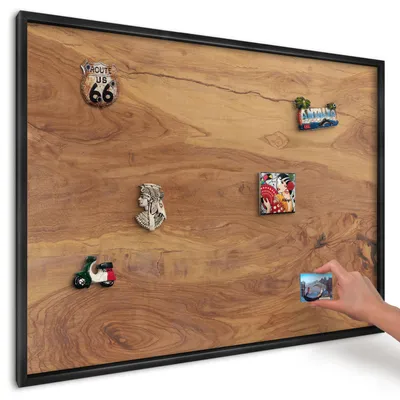 Produktbild von Magnettafel 100x70 cm mit schwarzem Rahmen - Magnetische Metalltafel, Magnetpinnwand zur Wandmontage für Wohnzimmer, Küche, Flur, Kinderzimmer und Büro - Naturholz
