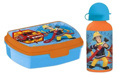 Produktbild von Feuerwehrmann Sam 2 tlg. Set Kinder Brotdos Alu Trinkflasche Flasche 400 ml