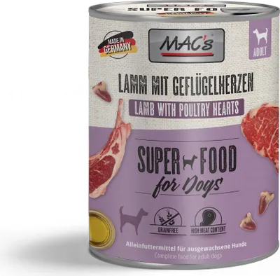 Produktbild von MAC's DOG - Dose 6x800g  |  Lamm mit Geflügelherzen