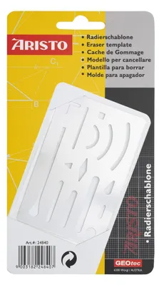 Produktbild von Aristo Radierschablone 9 x 6 cm rostfreier Stahl, 15 Öffnungen