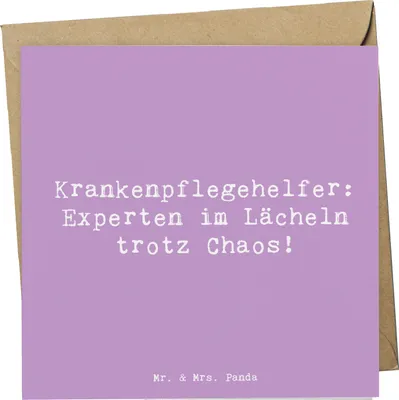 Produktbild von Mr. & Mrs. Panda Grußkarte Spruch Krankenpflegehelfer Lächeln - Lavendeltraum - Geschenk, faltkarte, Berufsalltag, doppelkarte, Klappkarte, Geschenke mit Herz, Berufe