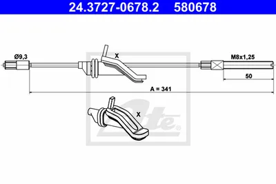 Produktbild von ATE Handbremsseil Seilzug Feststellbremse für FORD Focus II Schrägheck (DA, HCP, DP) Vorne 24.3727-0678.2
