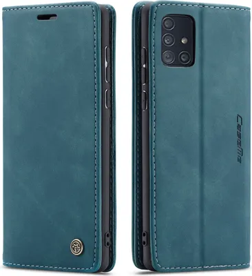 Produktbild von Galaxy A71 Hülle, LaimTop Retro Kunstledertasche TPU Innere, Kartenfächer, Magnetverschluss, Klapphülle mit Standfunktion Schutzhülle für Samsung Galaxy A71 Blau