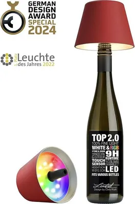 Produktbild von Sompex TOP 2.0 Akku RGBW LED-Flaschenleuchte Rot