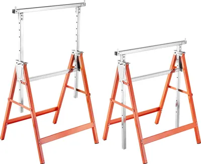 Image de Échafaudages télescopiques - Lot de 2 échafaudages/supports - Capacité de charge 200 kg - Réglables en hauteur de 80 à 130 cm - Patins antidérapants - Pour les travaux du bois et les chantiers