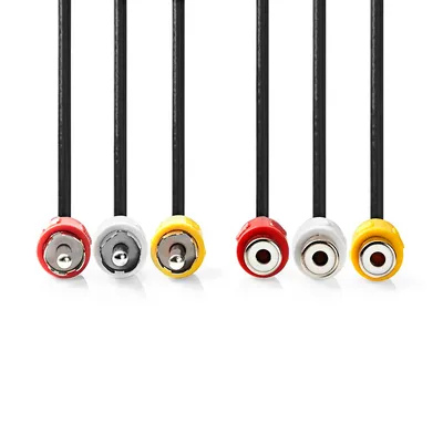 Produktbild von Nedis Composite-Videokabel - 3x Cinch-Stecker - 3x Cinch Buchse - Vernickelt - 480p - 5.00 m - Rund - PVC - Schwarz - Umschlag