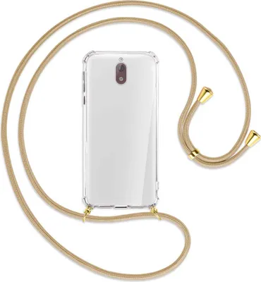 Produktbild von Handykette Backcover-Schutzhülle mit Band (Metall goldfarben) für Nokia 3.1 - caramel