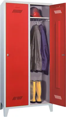 Produktbild von Spindschrank m. Füßen - Höhe 185 cm - 2 Abteile a 40 cm - Drehriegel - zinkgelb/tiefschwarz