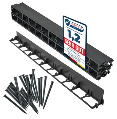 Image de Bordure de parterre Garronda en plastique avec ancrages de fixation, 8 m x 7,8 cm, avec 50 clous de fixation