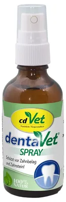 Produktbild von cdVet dentaVet Spray 50ml, Katze / Hund, Flüssigkeit, Zahnpflege, Universal, Flasche, 50 ml