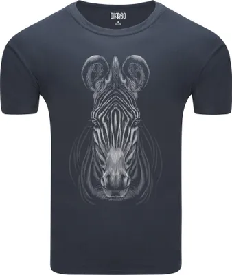 Produktbild von Diarbo Herren T-Shirt mit Aufdruck Wildtierporträts Zebrakopf Dunkelgrau Gr.M