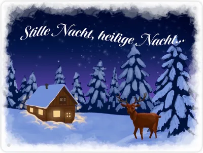 Produktbild von Schöne Winterlandschaft bei Nacht Metallschild XL in 21x28 cm