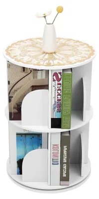 Produktbild von Drehbares Bücherregal mit 2 Ebenen und 8 Fächern, 40x59,5 cm, Standregal für Büro und Wohnzimmer