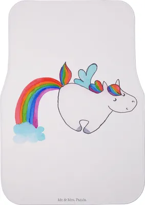 Produktbild von Mr. & Mrs. Panda Auto Teppich Einhorn Fliegendes Pferd - Weiß - Geschenk, Realität, Regenbogen, Fußmatte, Fürs, Spielen, Unicorn, Automatte, Glitzer, Auto-Fußmatte