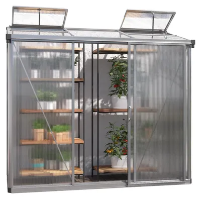 Produktbild von GFP Gewächshaus Anlehngewächshaus Adena 13 aus Alu - 222x77 cm - 10 mm Polycarbonat Doppelstegplatten