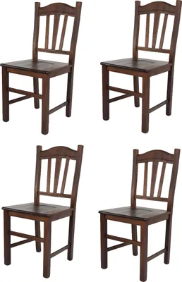 Obrázok produktu pre t m c s Tommychairs - Sada 4 stoličiek SILVANA do kuchyne a jedálne, robustná konštrukcia z bukového dreva, lakovaná vo farbe tmavý orech hnedý a drevený sedák