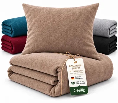 Produktbild von Cashmere Touch Bettwäsche Set, Mikrofaser 180 g/m²,155x220cm + 80x80cm,Nougat