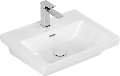Immagine prodotto di Vasque Villeroy & Boch Subway 3.0, 1 trou pour robinetterie, avec trop-plein, compatible avec une robinetterie 3 trous, face inférieure polie, 550x440mm, 4A70F4R1, 4A70F4R1