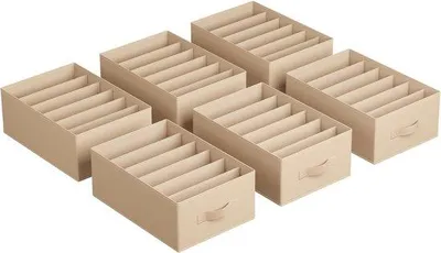 Produktbild von Famanu Garderoben-Organizer Set 6-teilig, faltbare Aufbewahrungsboxen mit 6 Fächern für Kleidung, 42 × 30 × 17 cm