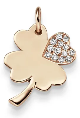 Produktbild von Anhänger Kleeblatt 585 Gold Rotgold mit 13 Diamanten 0,11ct. TW-SI