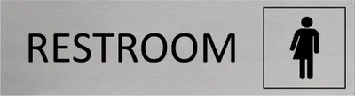 Produktbild von CombiCraft Aluminium Türschild Restroom Genderneutral 165x45mm mit 3M-Tape zur Befestigung, einfache Kennzeichnung von Räumen und Bereichen