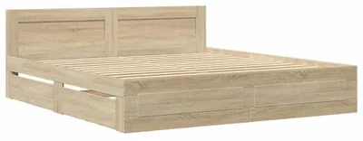 Produktbild von Bettrahmen mit Schubladen Sonoma 193 x 203 cm Holzwerkstoff