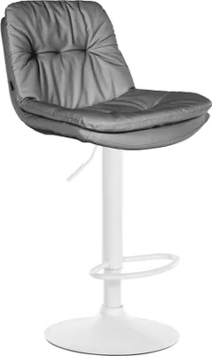 Immagine prodotto di Sgabello da bar Kunstleer - Sgabello - Elevato comfort di seduta - Facile da pulire - Moderno e regolabile | Colore: Grigio | Materiale base: Metallo bianco opaco