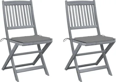 Produktbild von Klappbare Gartenstühle 2 Stk. mit Kissen Massivholz Akazie