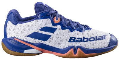 Image de Chaussures de badminton Babolat Shadow Tour 4 pour hommes, blanches et bleu marine, taille 41