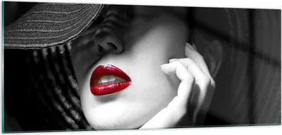 Produktbild von Bilder auf glas - Frau Gesicht Lippen - 100x40cm - Glasbilder - Wandbilder - Kunstdruck - zum Aufhängen bereit - Wanddekoration aus Glas - Glas Bilder - Wandbild auf Glas - Einteilig - GAB100x40-3618