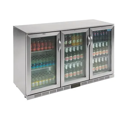 Zdjęcie produktu dla Lodówka barowa ze stali nierdzewnej Polar Series G z 3 drzwiami zawiasowymi, 330 l