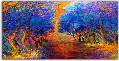 Produktbild von Coloray Spritzschutz aus Glas 140x70  Wandkunst Küchenrückwand Foto Landschafts Wald Herbst Wald