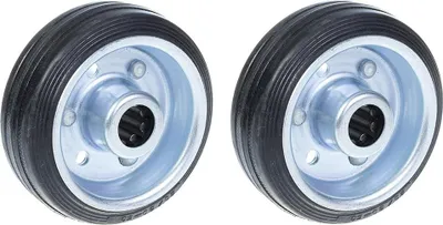 Obrázek produktu pro 80mm 3" černá gumová kolečka s lisovaným ocelovým středem 70 kg - sada 2 kusů