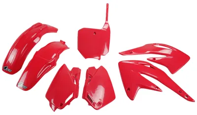 Image de Kit de carénage UFO PLAST, 7 pièces, en plastique, pour Honda CR R 85 cm³, années 2003 à 2008, couleur : rouge, référence OEM 00-26