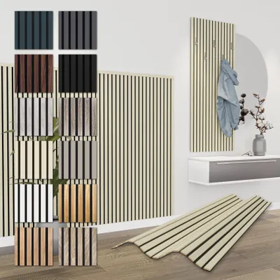 Produktbild von HEXIM Akustikpaneele 138,5x60cm Holz Comfort - flexible Holzpaneele Platten Lamellenwand MDF Wandpaneele Lamellenverkleidung Wandverkleidung schalldämmend (0.83m² Palomino)