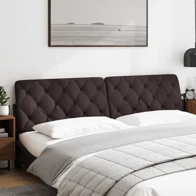 Image de vidaXL Coussin de tête de lit brun foncé 200 cm Tissu