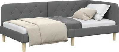 Zdjęcie produktu dla Rama łóżka narożnego Ciemnoszary 90 x 200 cm tkanina