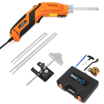 Produktbild von BAUTEC Hand-Styroporschneider Styrocutter 330W » Set 10 mit Klingen 150/200mm + Führungsschlitten