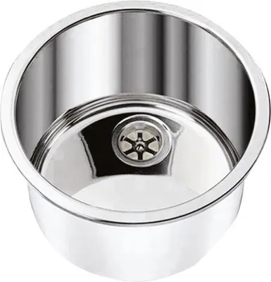Image de Évier rond en acier inoxydable, poli miroir, 330 x 180 mm, 1 pièce