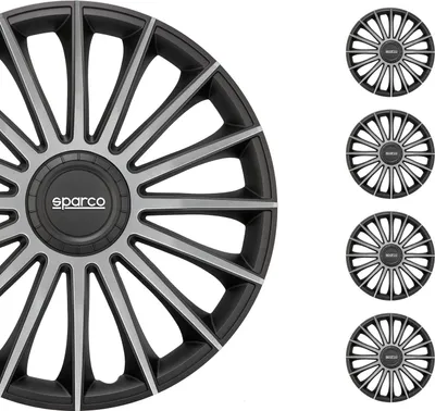 Immagine prodotto di Coprimozzi Sparco 14 pollici Treviso nero argento 4 pz