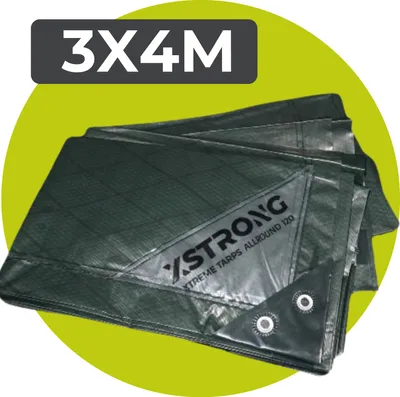 Immagine prodotto di Xstrong Allround 120 - Telone - 3 x 4 - Verde - Occhielli robusti - Telone a 3 strati a strati incrociati