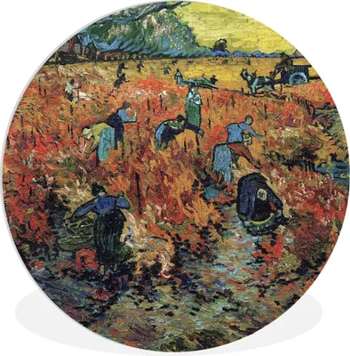 Produktbild von MuchoWow® Rundes Wandbild - Runde Bilder Der rote Weinberg - Vincent van Gogh Ø 60 cm Kreis Wanddekoration Kunststoff - Wandkreis - Wandschmuck - Wand Kreis - Das Schlafzimmer - Die Bilder - Wandmalerei - Kunst für das Haus - das Plastik