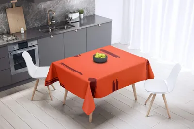 Tischdecke 140x140 cm, Polyester, Anti-Schimmel, Orange Bordeaux