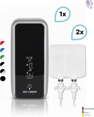 Produktbild von SET: SENSOR Spender für Toilettensitzreinigung Blanc Cosmos versch. Farben+2x 1-Liter Toilettensitzreinigungsschaum - PRODUKTSET : Farbe - Silber / Schwarz Farbe: Silber / Schwarz