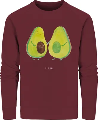 Produktbild von Mr. & Mrs. Panda Nachhaltiger Pullover Avocado Pärchen Größe L - Burgundy - Geschenk, Bio Baumwoll, Hochzeit, Sweatshirt, Familie, Liebe, Pulli, Kinder, Sweater, Avocados