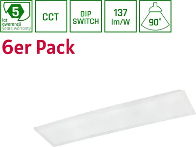 Produktbild von 6er ALGINE LED Panel 120x30cm 26-46W 90° CCT UGR<19 Blendfrei