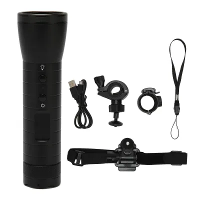 Obrázok produktu pre Videokamera s baterkou, 1080P, 5 režimov osvetlenia, 2200 mAh, 120-stupňový široký uhol záberu, IP66, vodotesná, záznamník s LED baterkou