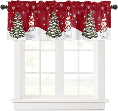 Produktbild von Joyswahl Weihnachtliche Scheibengardine Festliche Bistrogardine Küche Gardine Rot Weiß Kurzgardine mit Tunnelzug Blickdicht HxB: 45x175cm
