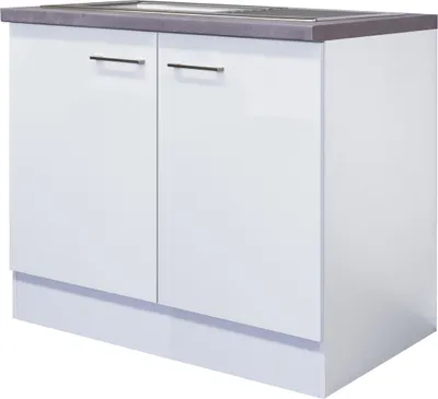 Produktbild von Flex Well Spülenschrank inkl Spüle Varo BxTxH 100 x 60 x 86 cm weiß matt zerlegt Anschlag reversibel 00010979
