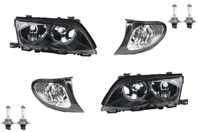 Zdjęcie produktu dla Johns, reflektory pasujące do BMW 3 czarne E46 od 01-05 zestaw + H7-H7 Li. Re + kierunkowskaz